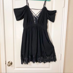 LBD Lace Black Dress off the shoulder
